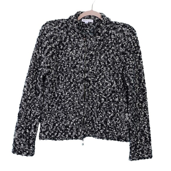 See by Chloe Women's Sz 12 Boucle Full Zip Cardigan Folded Collar Mock Neck EUC - Picture 1 of 11